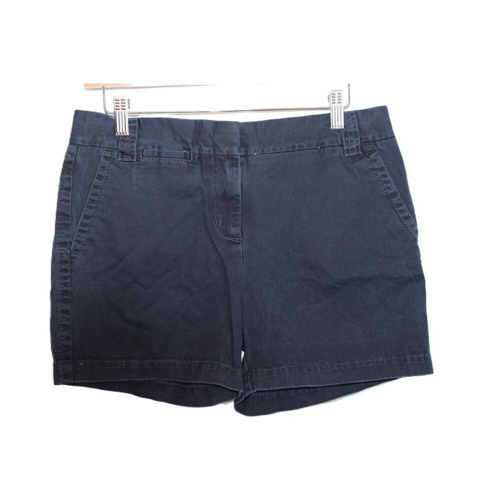Womens J.Crew City Fit 88756 Navy Blue Cotton Classic Twill Chino Shorts Size 6